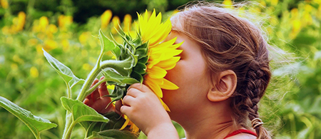 Smelling flower