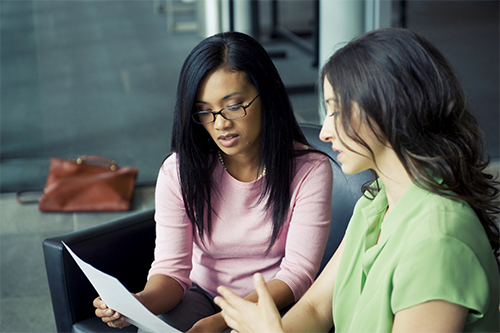 Woman giving feedback