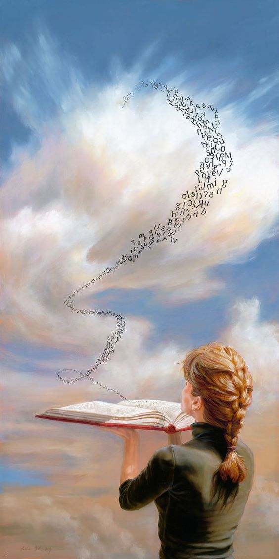 Blowing letters from book